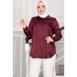 Tunique en satin Jakar Simple Fashion de couleur bordeaux - Product Image 2