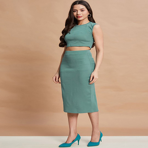 Cord-Set Robe ajustée pour femmes Col rond Sans manches Robe décontractée Femmes Vêtements d'été Jupe top style type cordon-set - Product Image 4