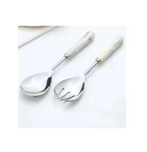 Juego de servidor de ensalada pulido plata extremo curvo mango hecho a mano de acero inoxidable de alta calidad juego de servidor de ensalada - Product Image 2