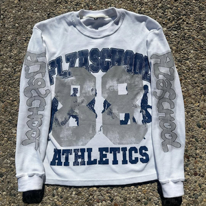 Sudadera de manga larga con estampado de pantalla y cuello redondo de estilo callejero sólido para hombre, novedad, 320g, 100% algodón, venta al por mayor - Product Image 1