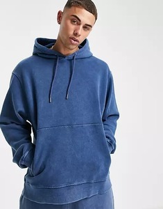Custom 100% Cotton French Terry Acid <b>Wash</b> Snow Stone Printed Hoodie for <b>Men</b> XS Size Casual Winter Long Sleeve Flannel Solid - Product Image 2