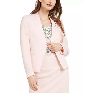 Blazer da Donna Calvin Klein Rosa Scuro Taglia 4, Giacca Asimmetrica Texturizzata per Business con Bottoni Decorativi Ricamati e Motivo Stampato - Product Image 1