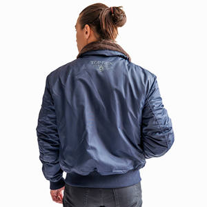 แจ็คเก็ตบอมเบอร์ผู้ชายแบบหนา สำหรับฤดูใบไม้ร่วง ลายปักแบบแพทช์เวิร์ค ด้านหน้ากันน้ำ แบบกลับด้านได้ สกรีนโลโก้ได้ - Product Image 2