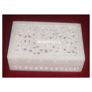 Newest Handmade Design Of Pure White Marble Flower Carving Jewelry <b>Gift</b> <b>Box</b> For Business And <b>Ramadan</b> Festival Gifting Purpose - Product Image 1