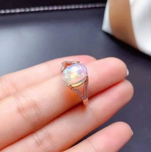 วงแหวนโอปอลเอธิโอเปียน7x9มม. แหวนนิ้ว925เงินสเตอร์ลิงผู้หญิงแหวนแต่งงานแหวนหมั้นเครื่องประดับชั้นดี - Product Image 1