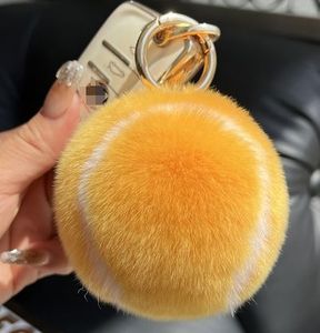อีกครั้งพวงกุญแจลูกเทนนิสขนกระต่ายแท้นุ่มสบายขนนุ่มจี้ตุ๊กตายัดนุ่นเสน่ห์ของเล่นสำหรับการตกแต่งกระเป๋าเป้สะพายหลังกีฬา - Product Image 2