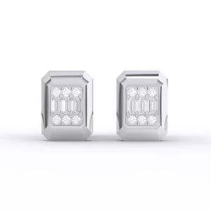 ต่างหูเพชรทรงสี่เหลี่ยมคลาสสิกสำหรับผู้หญิง0.16CT ทรงกลม & บาแกตต์สำหรับปลูกในห้องปฏิบัติการสีทองและสีเงินแบบพรีเมี่ยม - Product Image 5