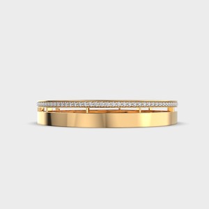 IGI Certified Lab Grown Round Diamond Sleek Dual Layer <b>Bangle</b> <b>Bracelet</b> in 14K Yellow / White / Rose Gold - Product Image 5