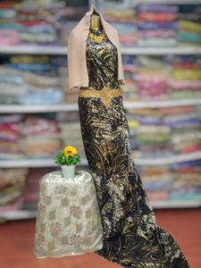 Winter Sale Trending Somali Velvet Twill Woven Maqbal Dirac Jacquard Slub <b>Dress</b> Base Black Vibrant <b>Purple</b> Leafy Pattern Wedding - Product Image 6