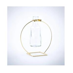 Florero de hierro y cristal de fabricante de confianza con superficie mate y diseño limpio perfecto para accesorios de habitación - Product Image 1