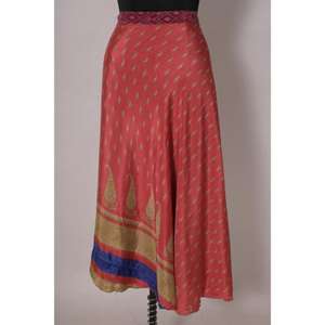 Women's Vintage Printed Boho <b>Skirt</b> Long Art <b>Silk</b> Wrap with Natural Waistline for Summer Party or Beach Wear - Product Image 3