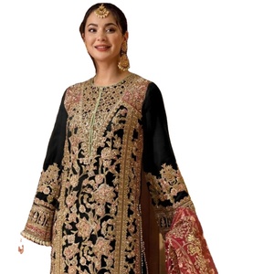 Heavy Georgette Unstitched Suit Embroidery Work Dull Santoon with <b>Net</b> Embroidery <b>Dupatta</b> Collection for Women - Product Image 1