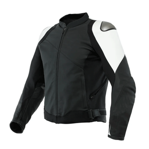 Blouson de moto en cuir de vachette noir et blanc de protection de course personnalisé pour hommes Blouson de moto en cuir véritable blindé CE pour hommes - Product Image 1