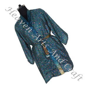 KS008 Robe africaine de nuit Caftan Maxi au design coloré pour femmes Robe courte hippie bohème vintage sari kimono court grande taille - Product Image 6