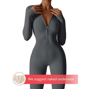 Fitness Ropa De Playa femmes body à manches longues une pièce gymnastique course entraînement Yoga vêtements barboteuse entraînement exercice combinaison - Product Image 6