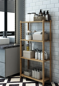 4-Tier Wooden Shelf <b>Unit</b> Multi-Purpose Bathroom, <b>Kitchen</b> & <b>Storage</b> Shelf Modern Open Bookshelf - Product Image 6