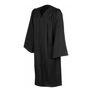 Noir pleine longueur fermeture éclair Robe confortable tissu doux col romain conception pour les ministres de l'église - Product Image 1