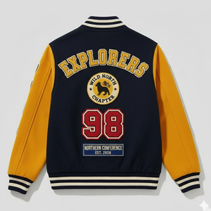 Chaqueta Universitaria de Hombre con Diseño Nuevo, Estilo Otoño Invierno, con Parche Bordado de Chenilla Personalizado - Product Image 2