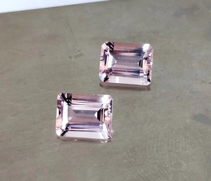 มอร์แกนไนท์จากลูกพีชสีชมพูธรรมชาติขนาด9x7พลอยอัญมณีเจียระไนแบบมรกตสำหรับทำเครื่องประดับ - Product Image 1