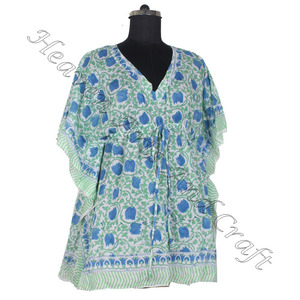 Caftán de algodón con estampado de bloque de mano, caftán indio hecho a mano KFCS020 Abaya Kaftan caftán árabe Jalabiya Dubai, estampado de bloque de mano a la moda - Product Image 2