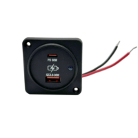 Yeni ürün yüzey montaj kare USB 3.0 & USB-C güç soket DC 12V 24V hızlı araba şarjı mobil Tablet araba için