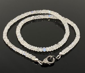 <b>Rainbow</b> Moonstone Beads Necklace Natural Moonstone Gemstone Faceted Rondelle Beads Necklace Wholesale Factory Price Necklace - Product Image 2