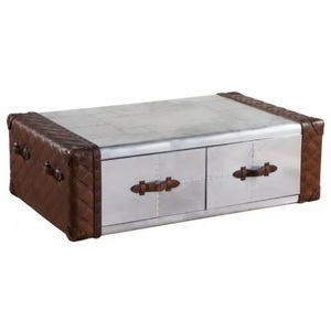 Hot Selling Modern Aviator Vintage Coffee Table Aluminum Two Drawers Coffee Tables Beautiful Centre Table for Living Room Office - Product Image 2