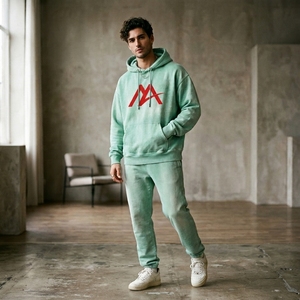 Sweat à capuche en molleton vert menthe pour homme, motif graphique, style streetwear décontracté, personnalisable, vente en gros, OEM, ODM, vêtements - Product Image 4