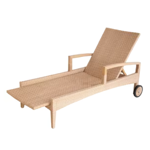Modern <b>Outdoor</b> Teak Frame Rattan Sun <b>Lounger</b> <b>Chair</b> UV Resistant for Garden and Beach Pool Use Direct Factory - Product Image 3