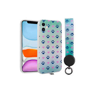 Coque en silicone compatible iPhone 11 Netzy Safa Arte NO10 avec dragonne à motif, anti-traces de doigts, élégante, style INS, pour 7 Plus et 14 - Product Image 1
