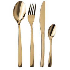Set di Posate Manhattan Sibilla da 16 Pezzi in Acciaio Inossidabile Dorato Lucido, Caratteristica Durabilità - Product Image 1