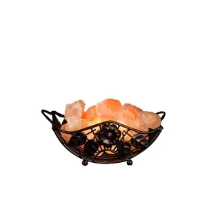 Lampes de sel de l'Himalaya sculptées en matériaux organiques, réglables, avec morceaux de sel, vente en gros - Product Image 1