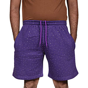 Shorts en molleton de jogging avec strass Shorts de sport de haute qualité pour hommes Respirant French Terry 100% Cotton Training Shorts - Product Image 1