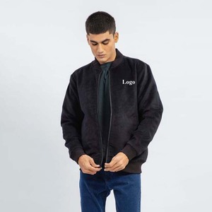 Ventes en gros de vestes pour hommes les plus vendues, fabrication OEM sur mesure, vestes bomber décontractées à col montant en laine à fermeture éclair, tendance actuelle - Product Image 2