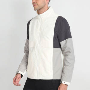Vêtements décontractés pour hommes Vestes légères à couleurs bloquées pour adultes Vestes à col montant à capuche à couleurs bloquées pour hommes - Product Image 3