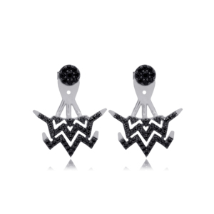 Oreille Vestes Noir Zircon Pierre Turc Artisanat En Gros Boucles D'oreilles 925 Bijoux En Argent Sterling - Product Image 5
