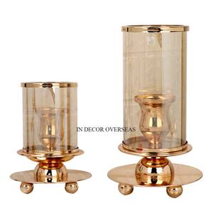 เชิงเทียนเฮอริเคนตกแต่งโต๊ะทำจากโลหะและกระจกใสหรูหราเชิงเทียนจากอินเดียตกแต่งบ้านและโรงแรม - Product Image 6