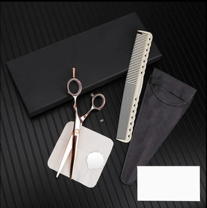 Ciseaux de coiffeur en or rose de 5.5 pouces avec repose-doigt Ciseaux de beauté de qualité industrielle avec pochette en cuir - Product Image 2