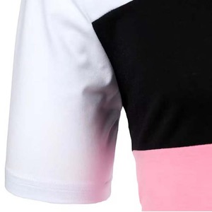 Polo de manga corta a rayas para hombre de High Street, deportes de verano de alta calidad, algodón transpirable, estampado informal, diseño de bloque de Color - Product Image 3