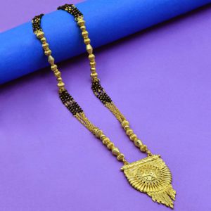 Venta al por mayor 24K Micro Gold Plated Long Pendant Mangalsutra, joyería de moda, Micro Gold Filled Traditional Indian Wedding Jewelry. - Product Image 1