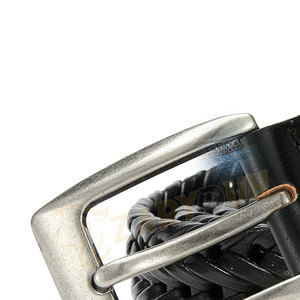 Cinturón de cuero PU informal de mejor diseñador para hombre con hebilla de alfiler Cuero genuino trenzado negro de alta calidad Nueva moda - Product Image 4