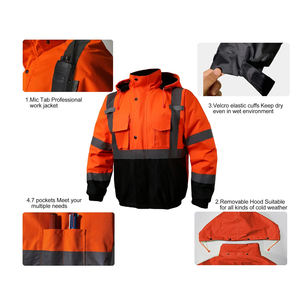 Vêtements de travail de sécurité Sweat à capuche de sécurité réfléchissant haute visibilité pour hommes Veste de travail plus chaude respirante - Product Image 3