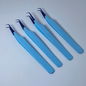 Pince à épiler d'extension de cils bleu et noir pour bébé fabricant d'outils de beauté en acier inoxydable de haute qualité inclinés - Product Image 3