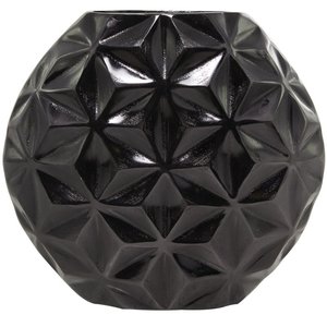Target World Aluminum Modern Bud Shape with Geometric Pattern <b>Decorative</b> <b>Vase</b> Glossy Black Powder Coating - Product Image 6