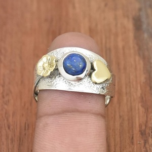 Bague Lapis Lazuli Bague texturée bohème en argent sterling 925 Cadeau pour femme - Product Image 3