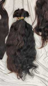 Haute Qualité 100% Remy Simple Dessiné En Vrac Ondulés Cheveux Humains Non Wefted Naturel Vierge Indien Cheveux Bruts Super Double Dessiné Couleur Noire - Product Image 4