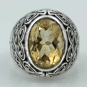 925 Sterling <b>Silver</b> Citrine <b>Ring</b> Natural Yellow Gemstone Handmade Oval <b>Statement</b> Promise Jewelry Cut Stone November Birthstone - Product Image 6