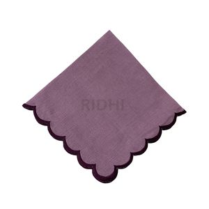 Nouvelles serviettes de table tendance en lin violet brodé à bords festonnés, faites à la main, pour mariage, fête, décoration intérieure, cadeaux de ferme - Product Image 1