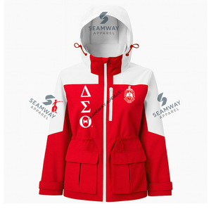 Delta | Sigma | Theta Sorority Rain <b>Jacket</b> Soft Shell Hooded <b>Jacket</b> High Quality <b>Women's</b> <b>Waterproof</b> <b>Packable</b> Rain Shell - Product Image 3