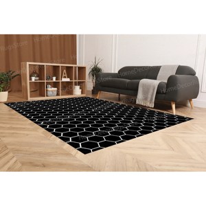 Tapis à motif nid d'abeille, tapis noir, tapis à motif géométrique, tapis modernes, cadeau de pendaison de crémaillère, tapis doux non tissé - Product Image 3